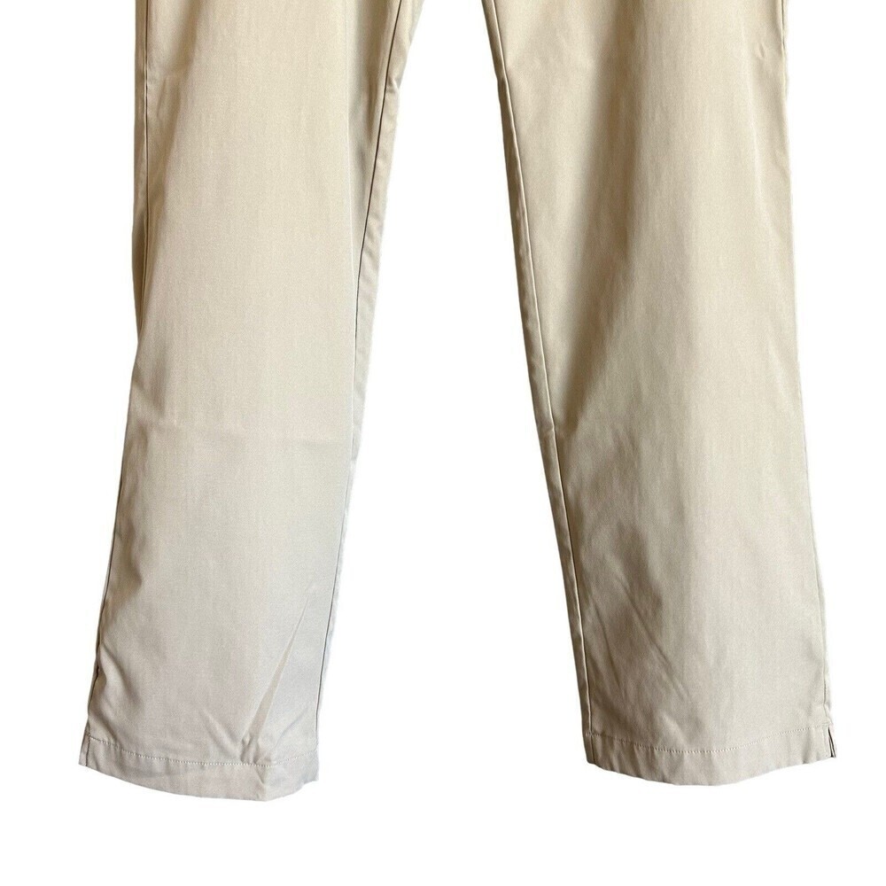 Adidas Golf Pants Mens 34 Beige Performance Stretch 3-Stripe Flat Front Chinos - Picture 4 of 16